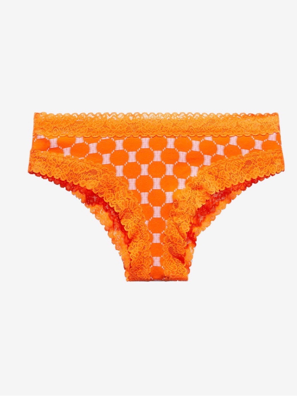 NWT Savage X Fenty Cotton Essentials Lace Trim Cheeky Panty 3X Orange